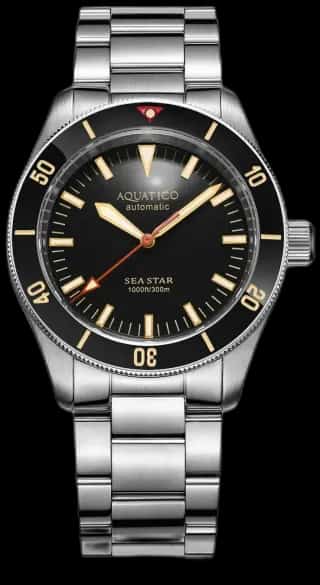 Aquatico Sea star V2 black dial ceramic bezel No Date