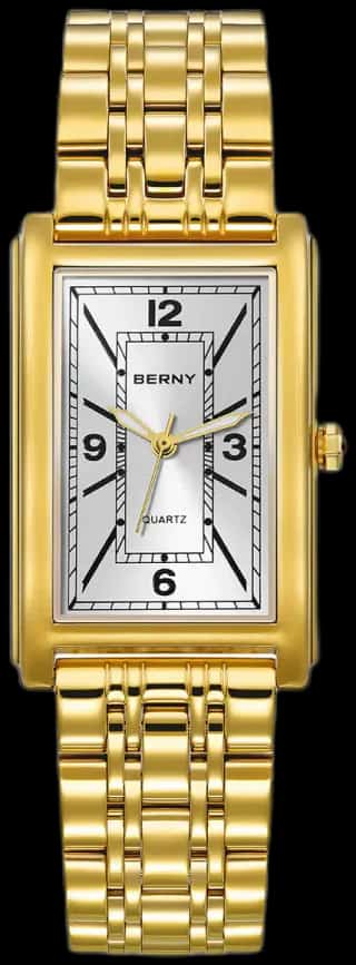 BERNY BERNY-Men Quartz Square Gold Watch-2934