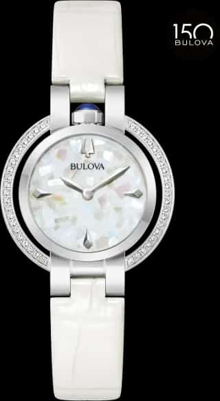Bulova White Dial Leather Strap Rubaiyat Winter 96R254