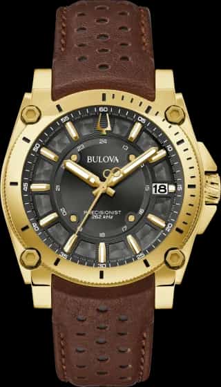 Bulova Black Dial Leather Strap Icon 97B216