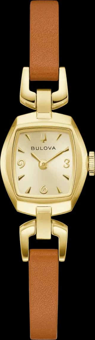 Bulova Champagne Dial Leather Strap Goddess of Time 97L202