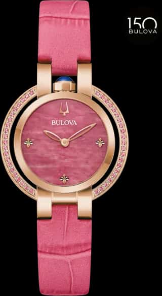 Bulova Pink Dial Leather Strap Rubaiyat Spring 97R103