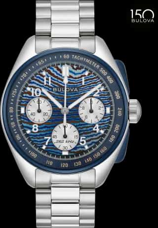 Bulova Blue Dial Stainless Steel Bracelet Lunar Pilot Timascus 98A329