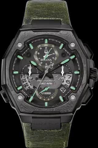Bulova Black Dial Leather Strap Series X SE 98B355