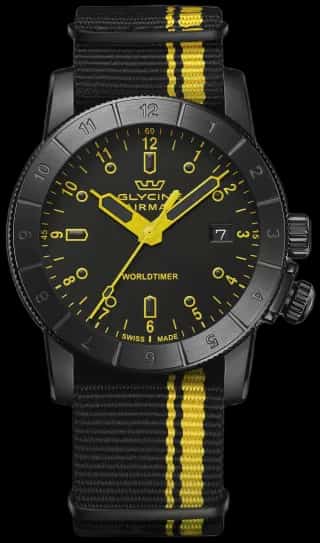 Glycine Men's Airman Worldtimer 42mm Quartz Watch GL1039