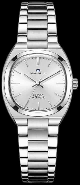 Seagull Brushed Solid-color Dial Vintage Tonneau Dress Watch 30mm