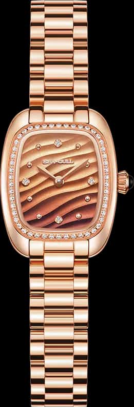 Seagull Ladies Series Wave-textured Dial Diamond-set Case Lady's Watch 30mm