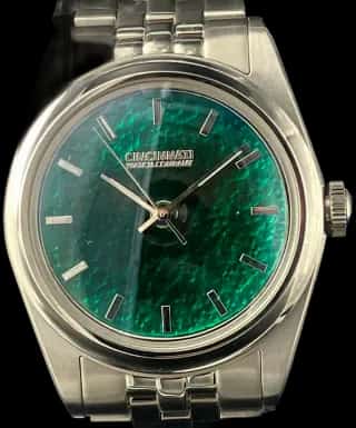Cincinnati Watch Company Teal Green Enamel over Hammered Finish