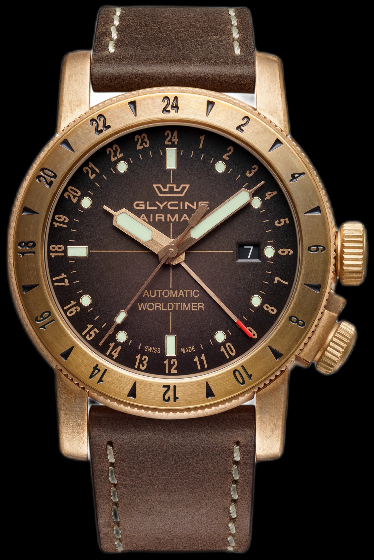 Men's Airman Bronze GMT 44mm Automatic Watch GL0166