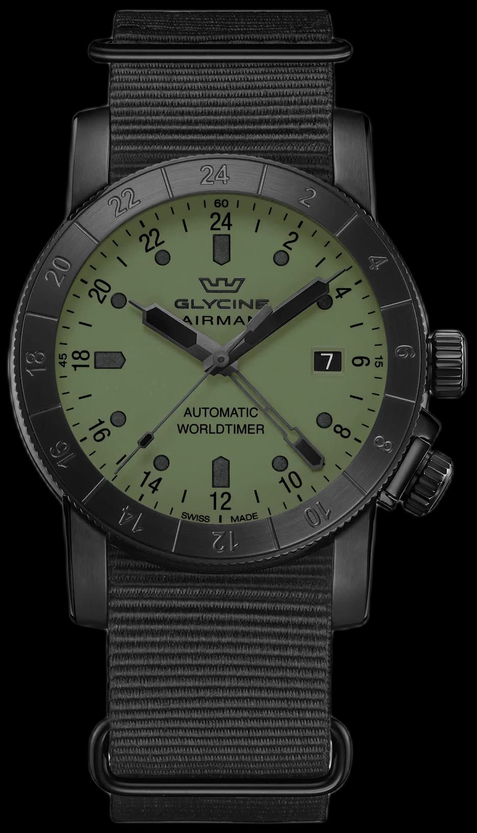Men's Airman Contemporary GMT 42mm Automatic Watch GL0493