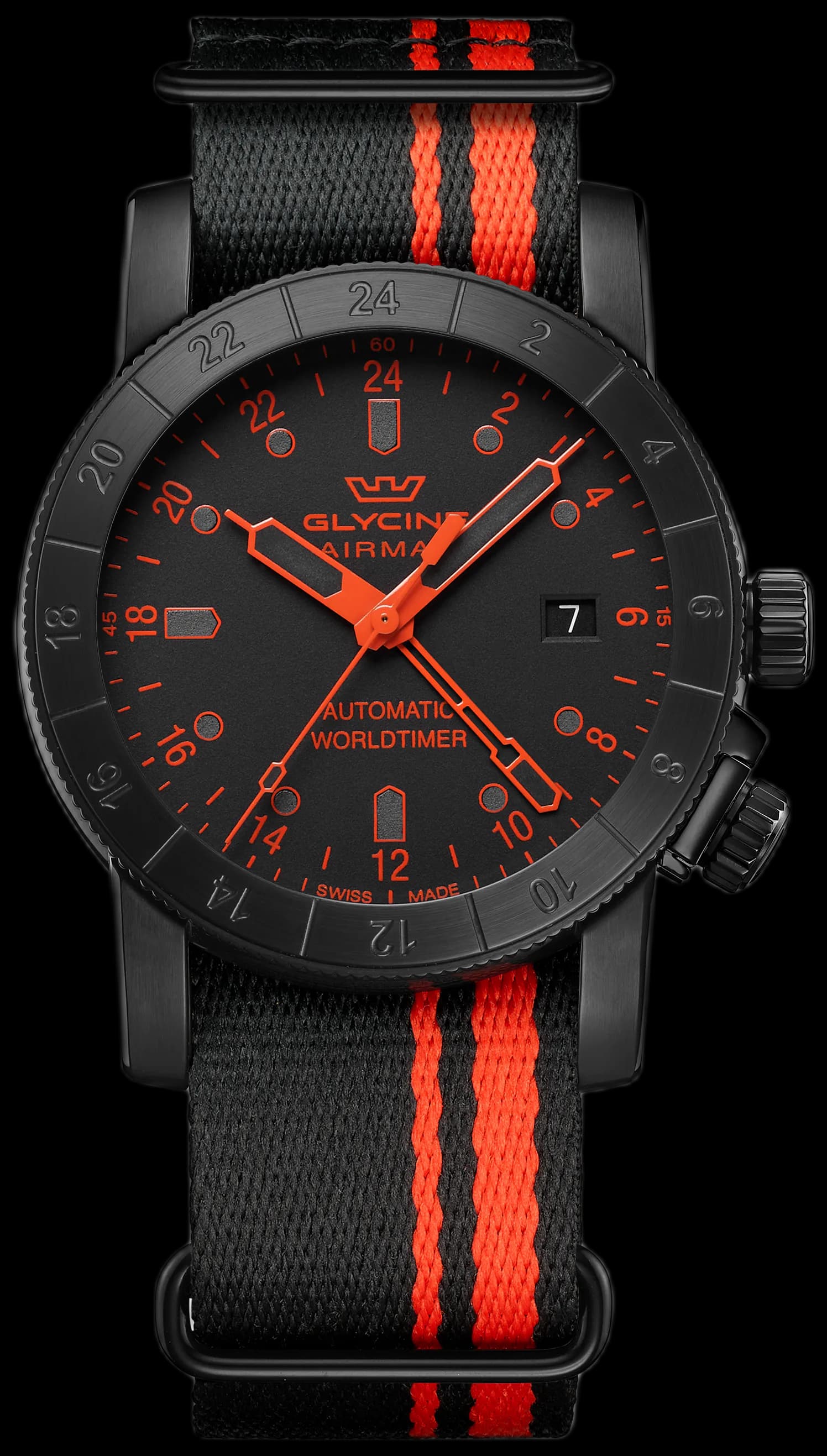 Men's Airman Contemporary GMT 42mm Automatic Watch GL0497