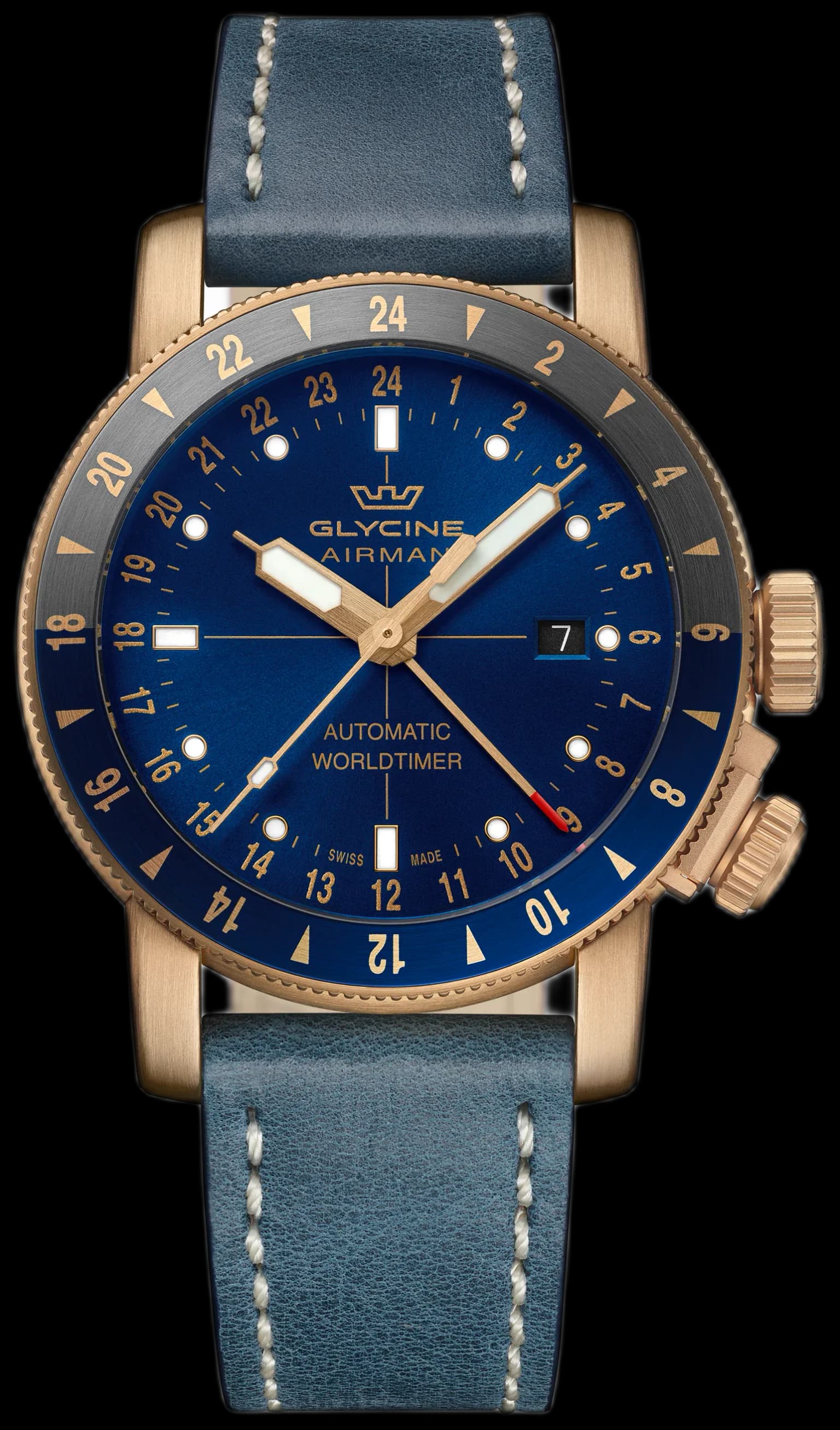 Men's Airman Contemporary Bronze GMT 44mm Automatic Watch GL0548