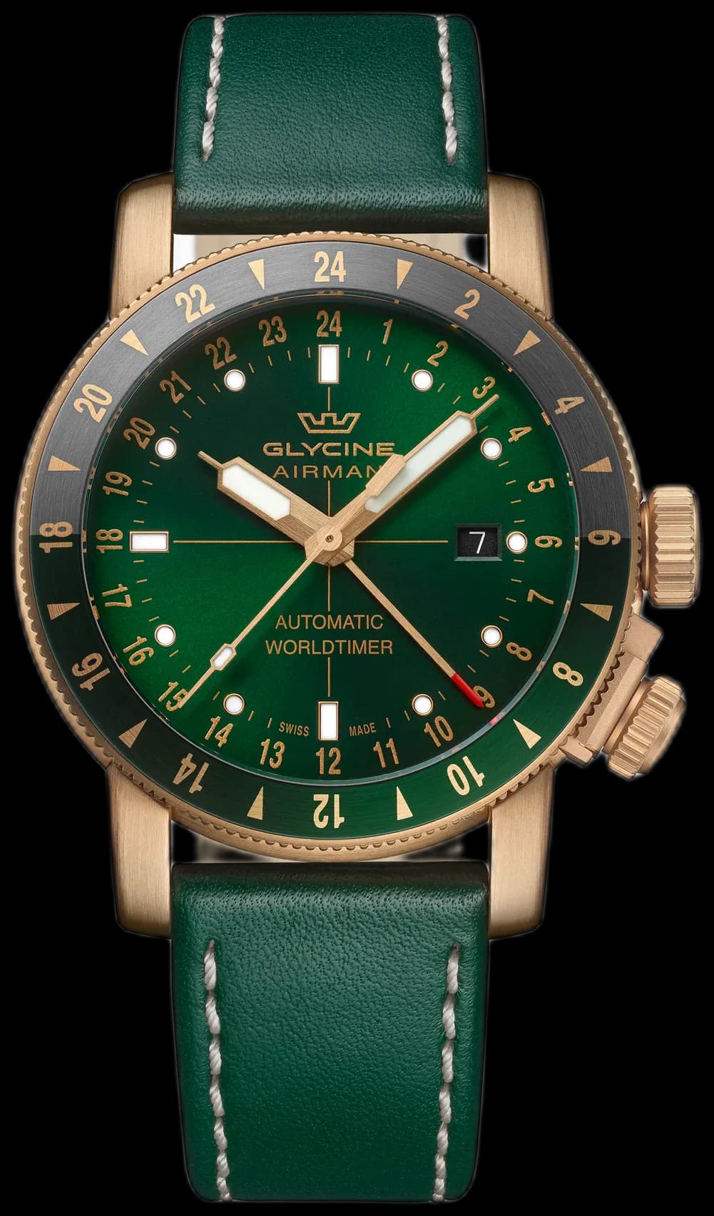 Men's Airman Contemporary Bronze GMT 44mm Automatic Watch GL0550