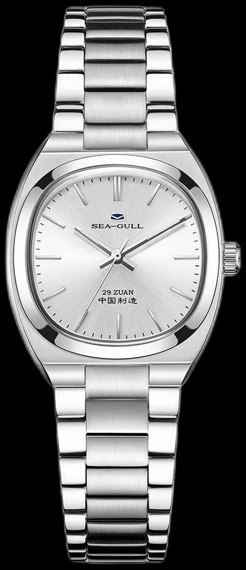 Brushed Solid-color Dial Vintage Tonneau Dress Watch 30mm