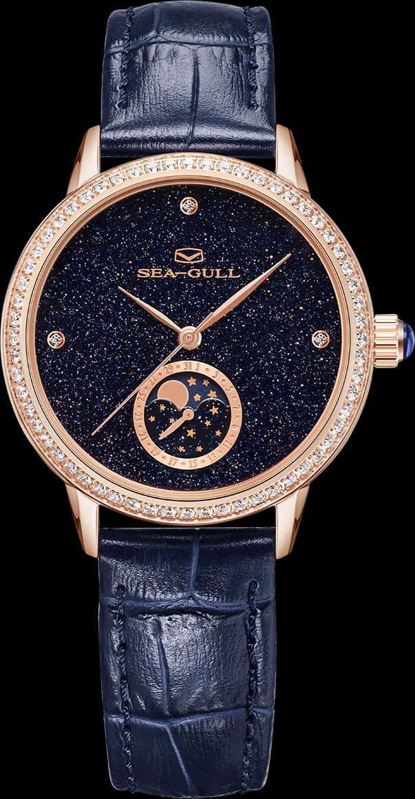 Moon Phase Mother-of-pearl Starry Sky Dial Diamond-set Case Lady's Watch 34mm
