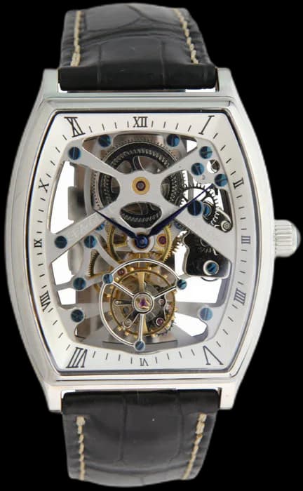 Tourbillon Skeleton Dial Tonneau Shape Watch 41mm