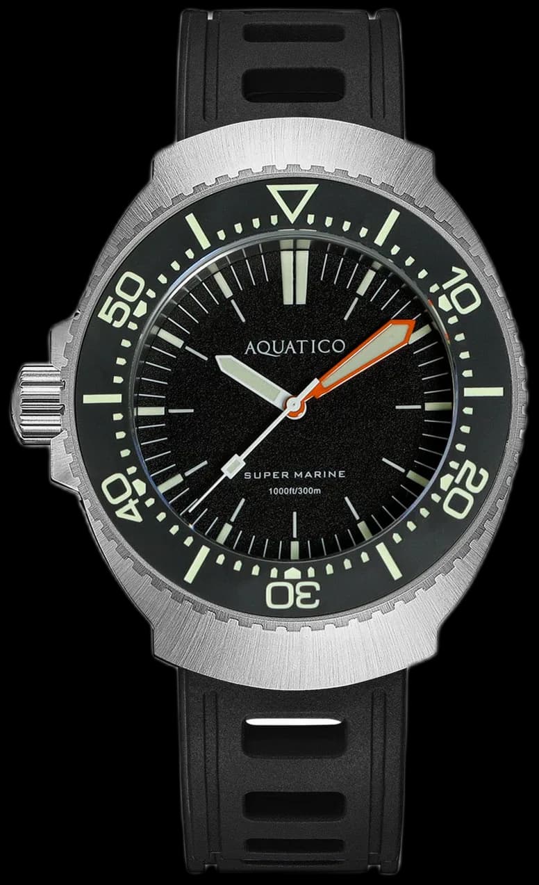 Super Marine Black Dial Left Crown
