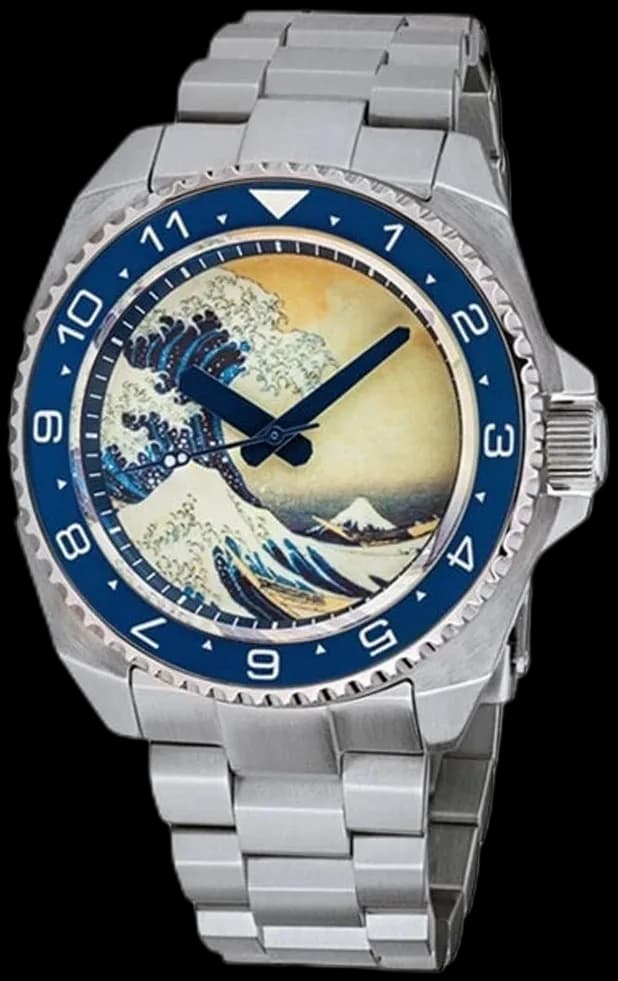 Islander Luminous Wave Dial Automatic Dive Watch with AR Double-Dome Sapphire Crystal, and Luminous Ceramic Bezel Insert #ISL-62