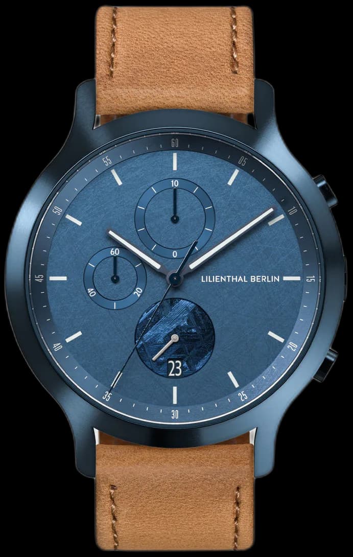 Chronograph Meteorite Stellar Blue Leather Light Brown Ndash Lilienthal Berlin North America