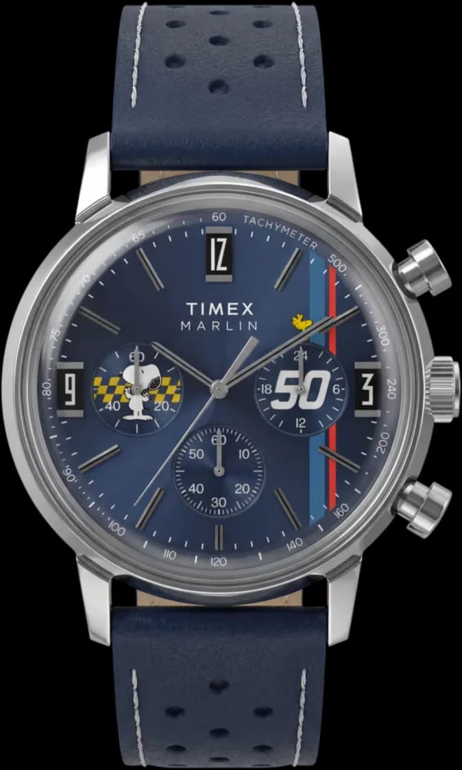 Peanuts x Timex Marlin Chronograph 40mm Leather Strap Watch