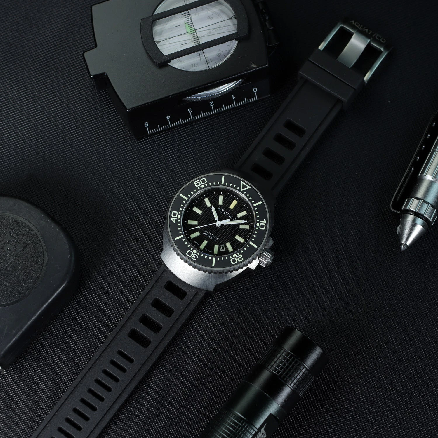 Aquatico Super Marine Tritium Black Dial