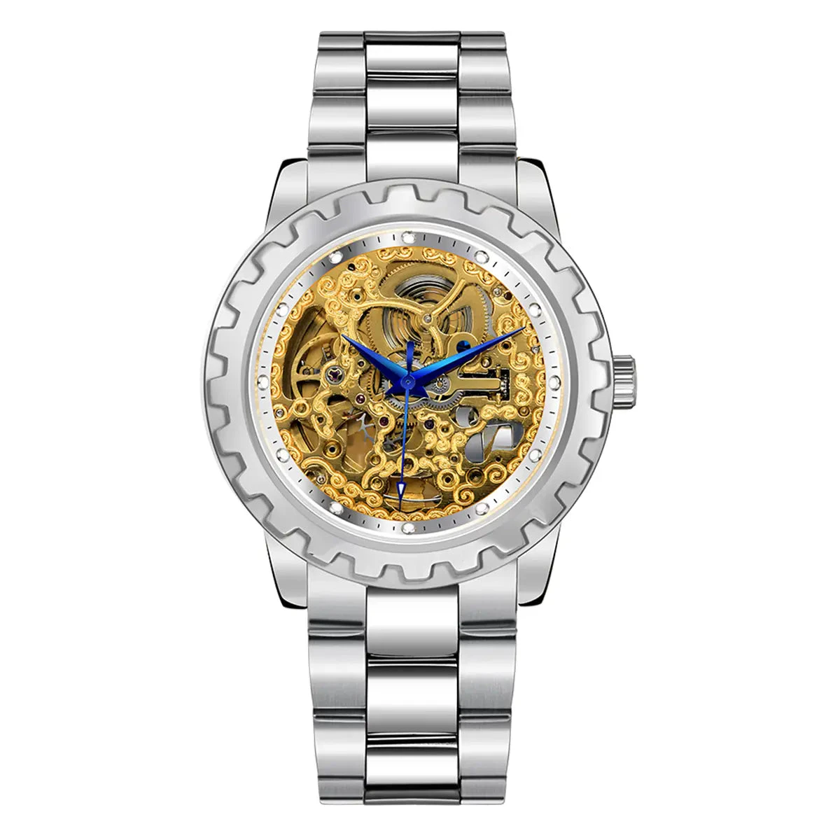 BERNY BERNY-Men Automatic Skeleton Gold Watch-AM7018M