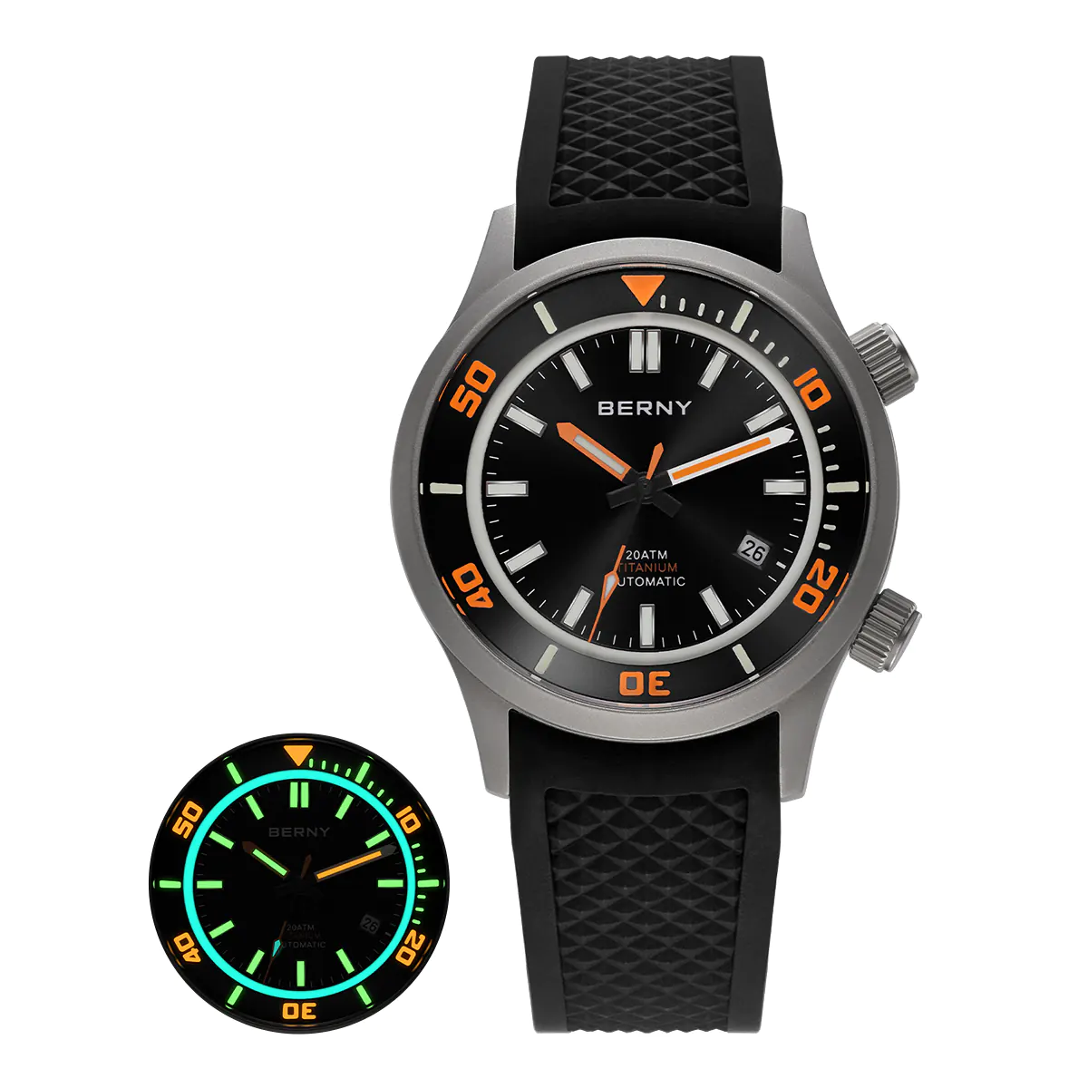 BERNY BERNY-Men Automatic Titanium Diver Watch-AMT149M
