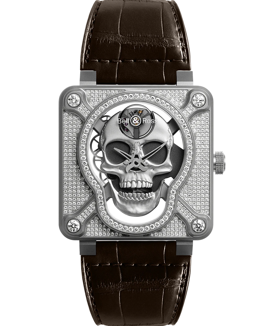 Bell & Ross BR-01 laughing skull full diamond