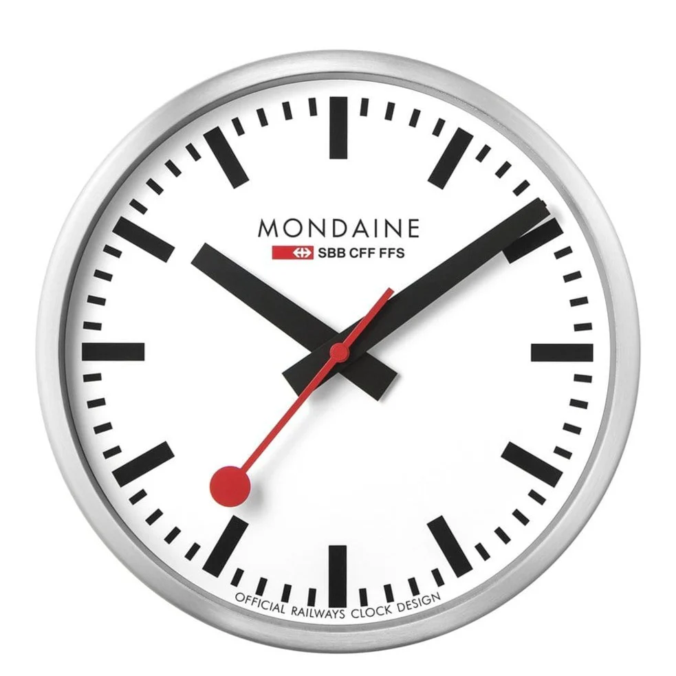 Mondaine Wall Clock, 25cm, Silver