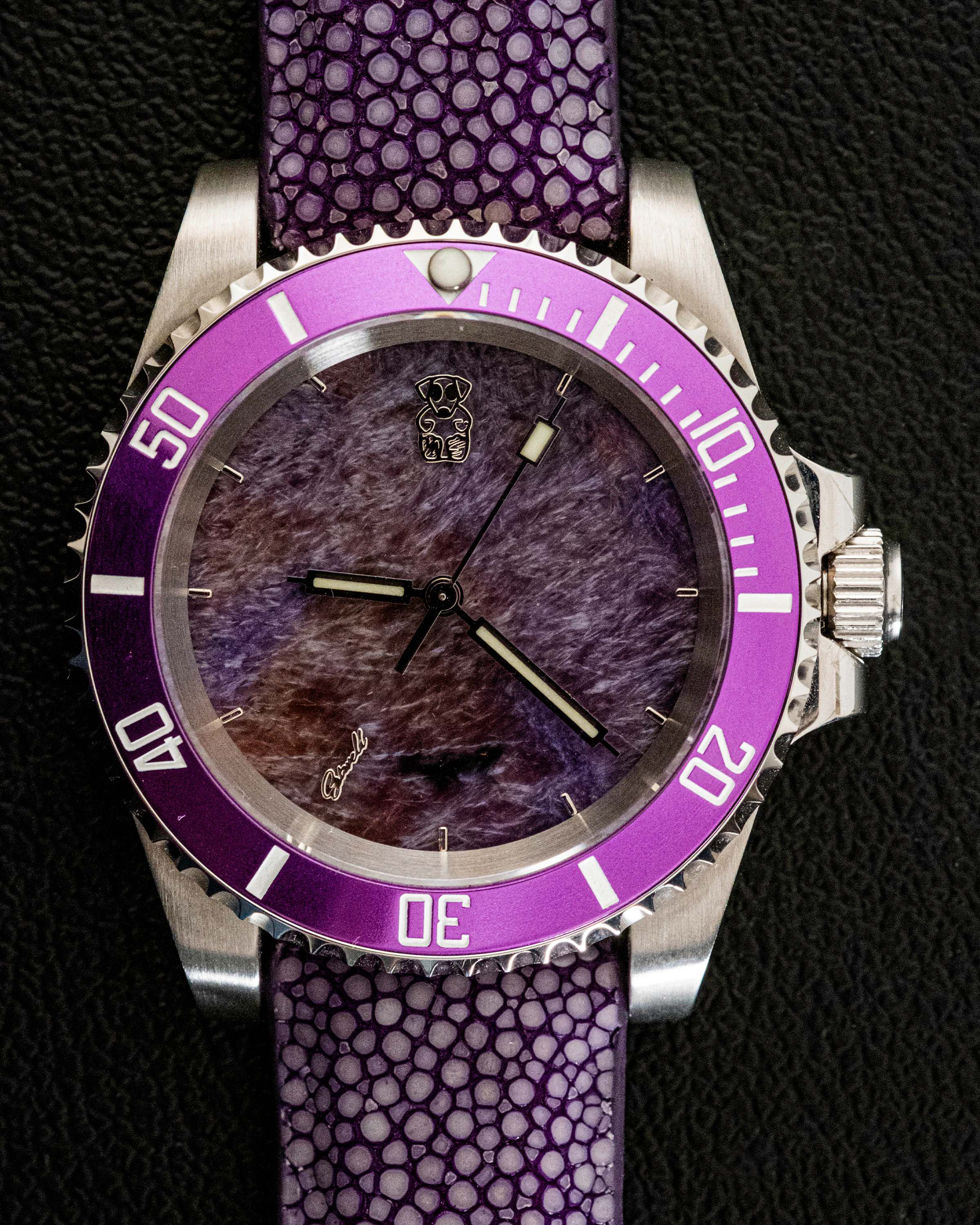 Mr. Eatwell ScrewDiver — Charoite Stone Dial — Slowed Down, Turned Up