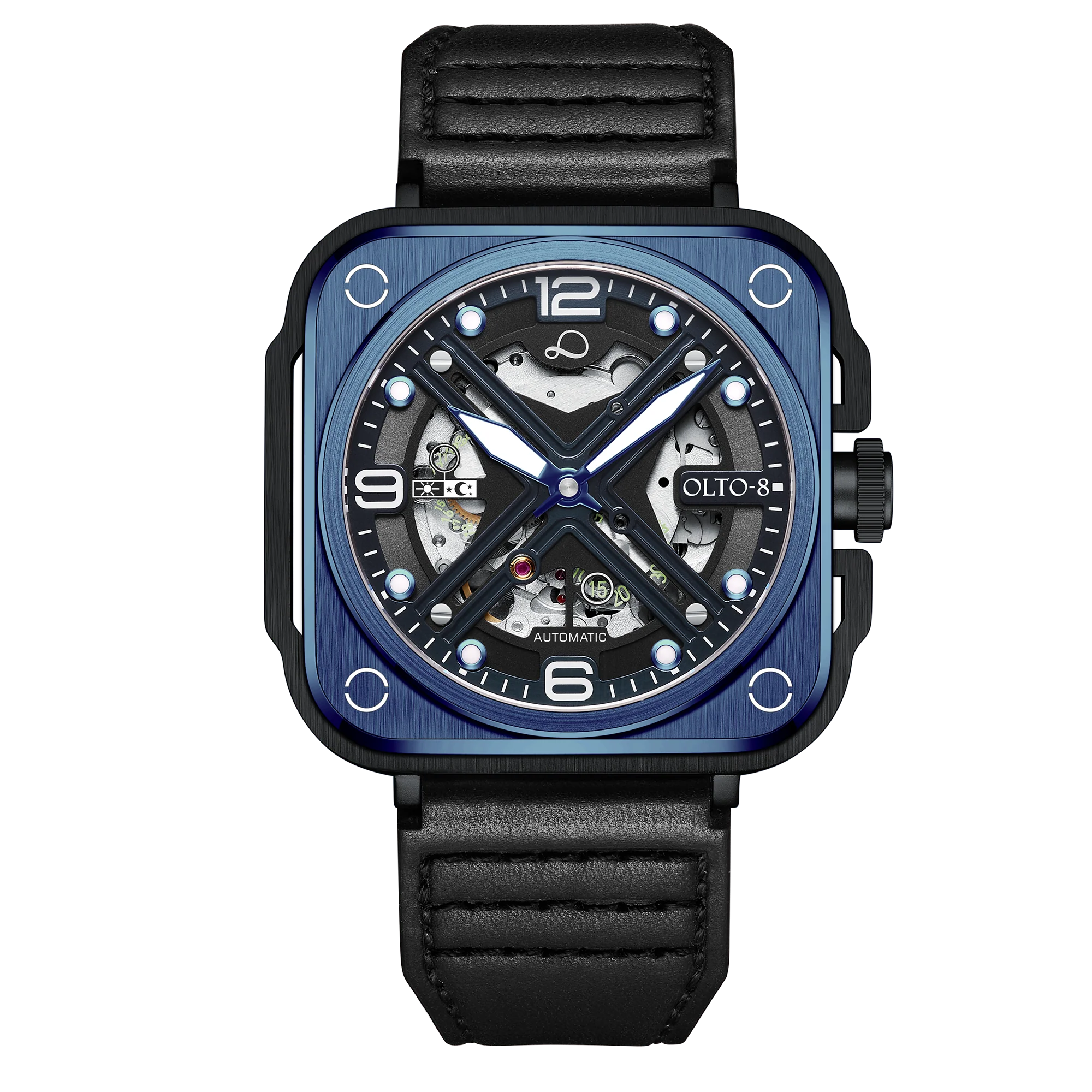 OLTO-8 IRON-X Square Skeleton Automatic Watch