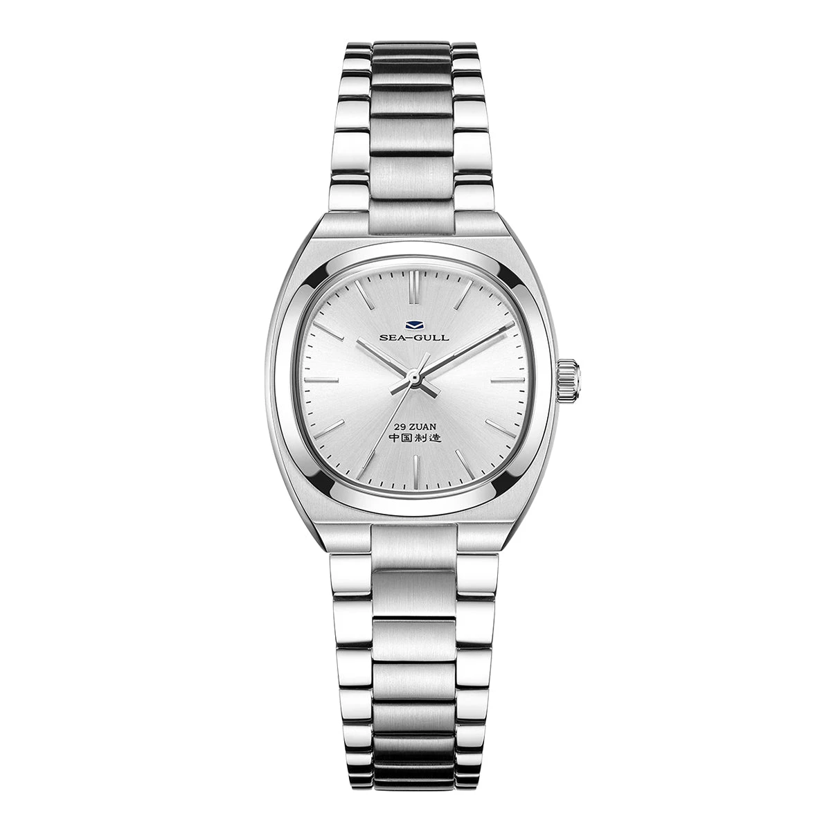 Seagull Brushed Solid-color Dial Vintage Tonneau Dress Watch 30mm