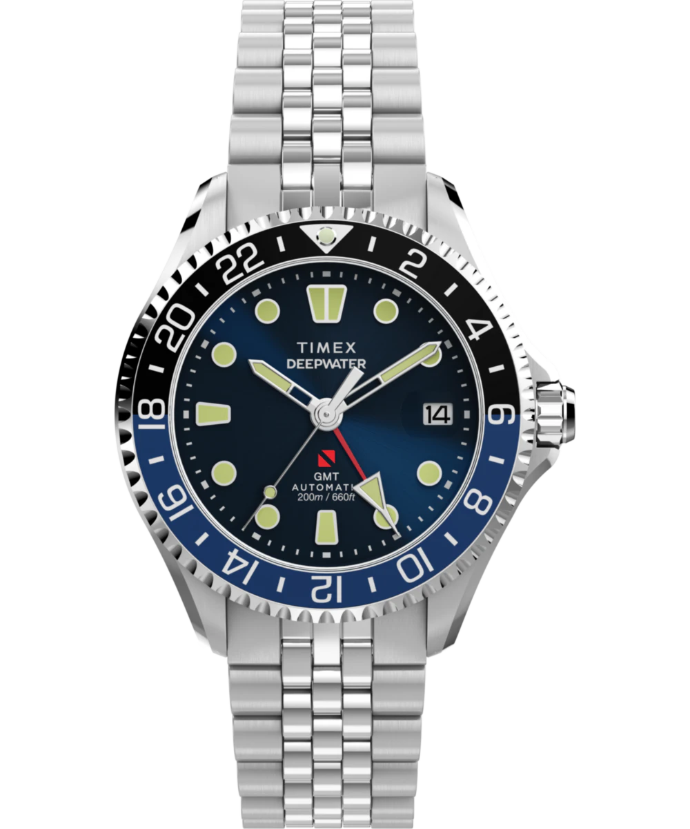 Timex Deepwater Meridian 200 Automatic GMT 42mm Stainless Steel Bracelet Watch