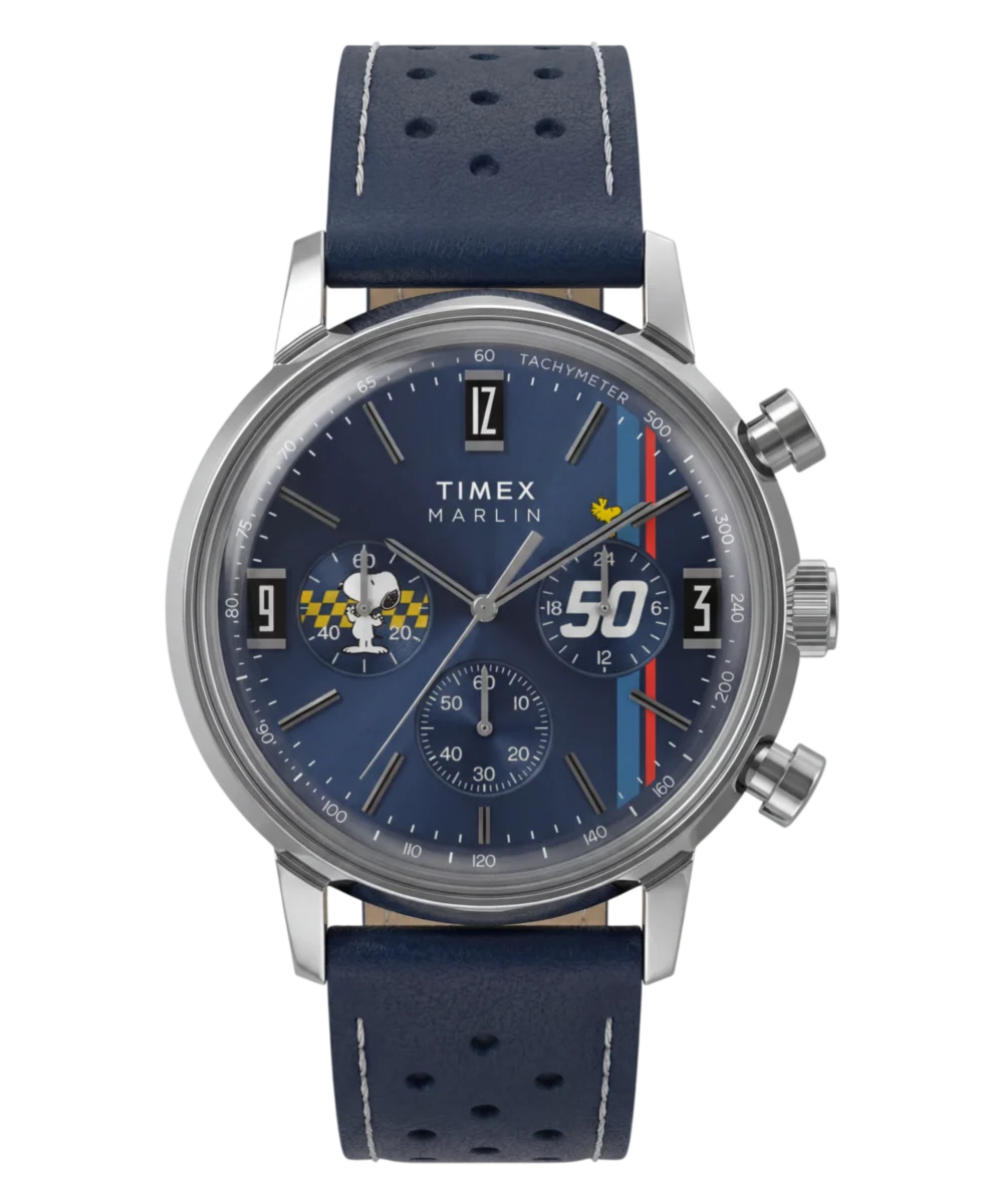 Timex Peanuts x Timex Marlin Chronograph 40mm Leather Strap Watch