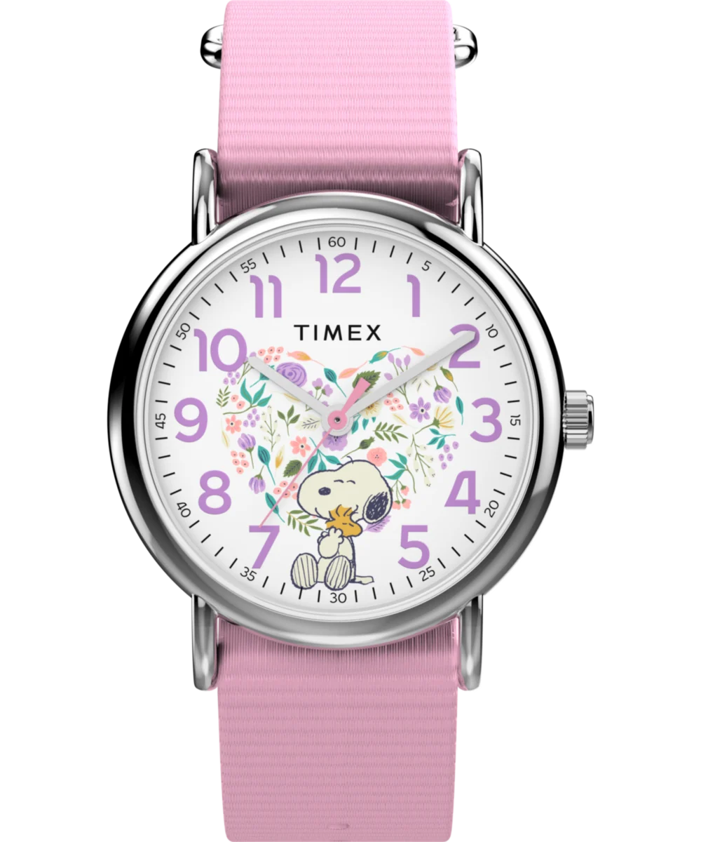 Timex Peanuts x Timex Weekender In Bloom 38mm Fabric Strap Watch