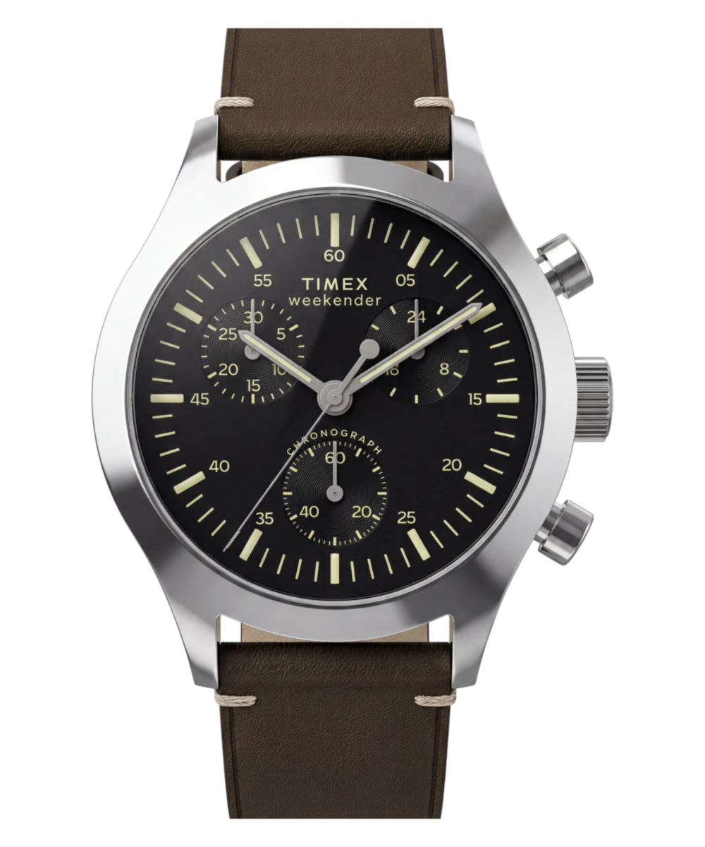 Timex Weekender New England Chronograph 40mm Leather Strap Watch
