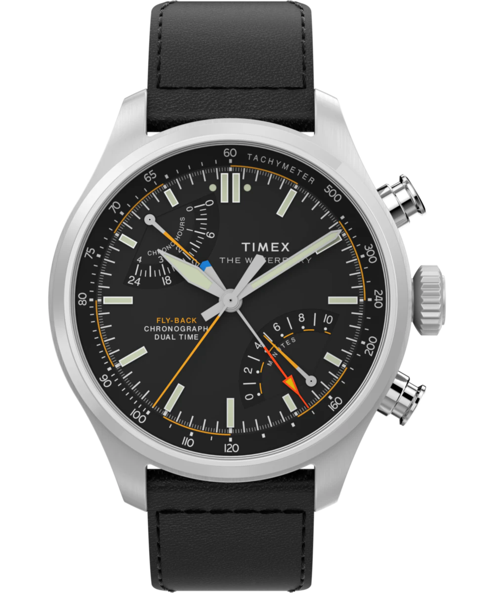 Timex Waterbury Ace Fly-Back Chronograph 43mm Leather Strap Watch