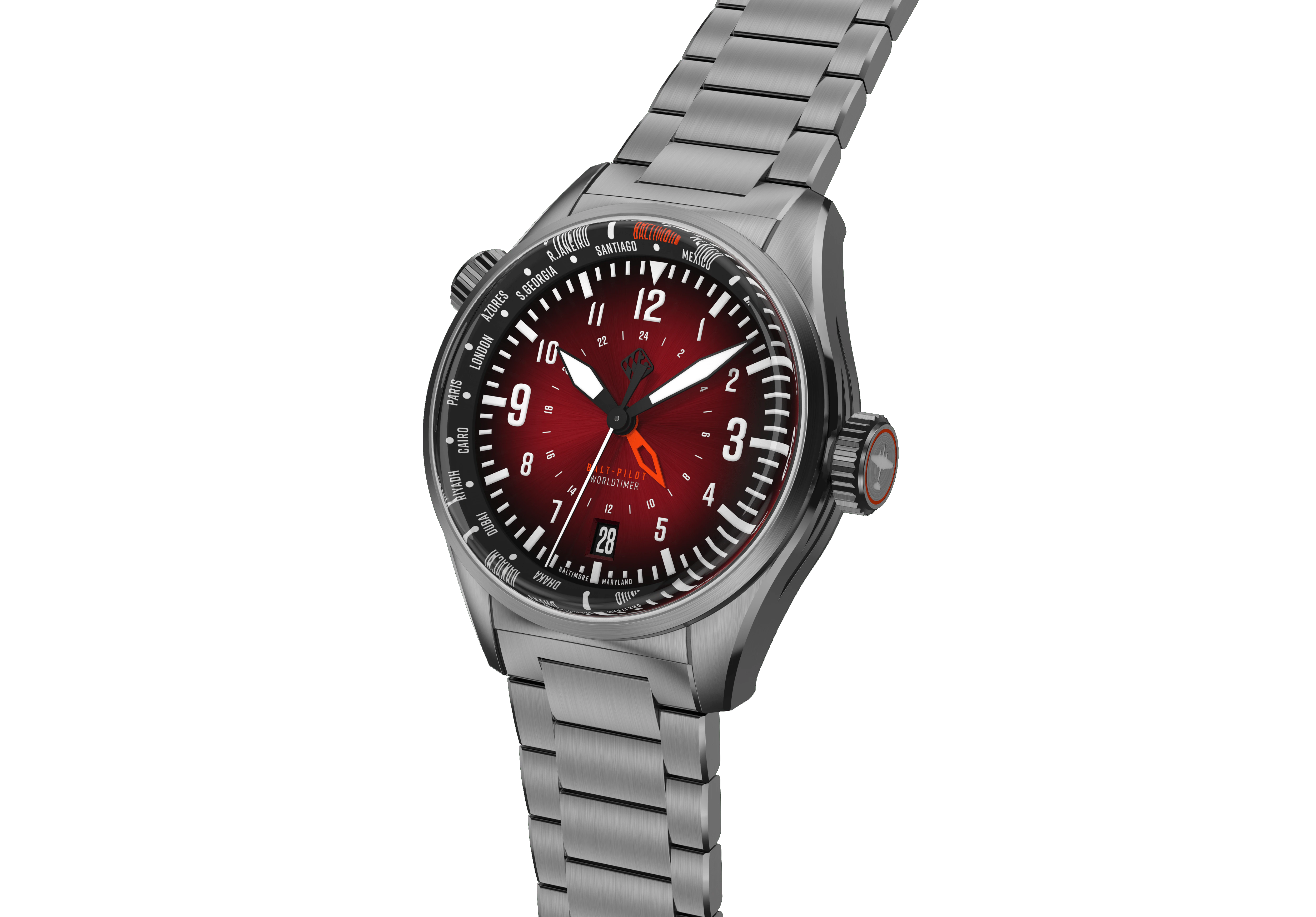 TSAO Baltimore Balt-Pilot Worldtimer Crimson Red
