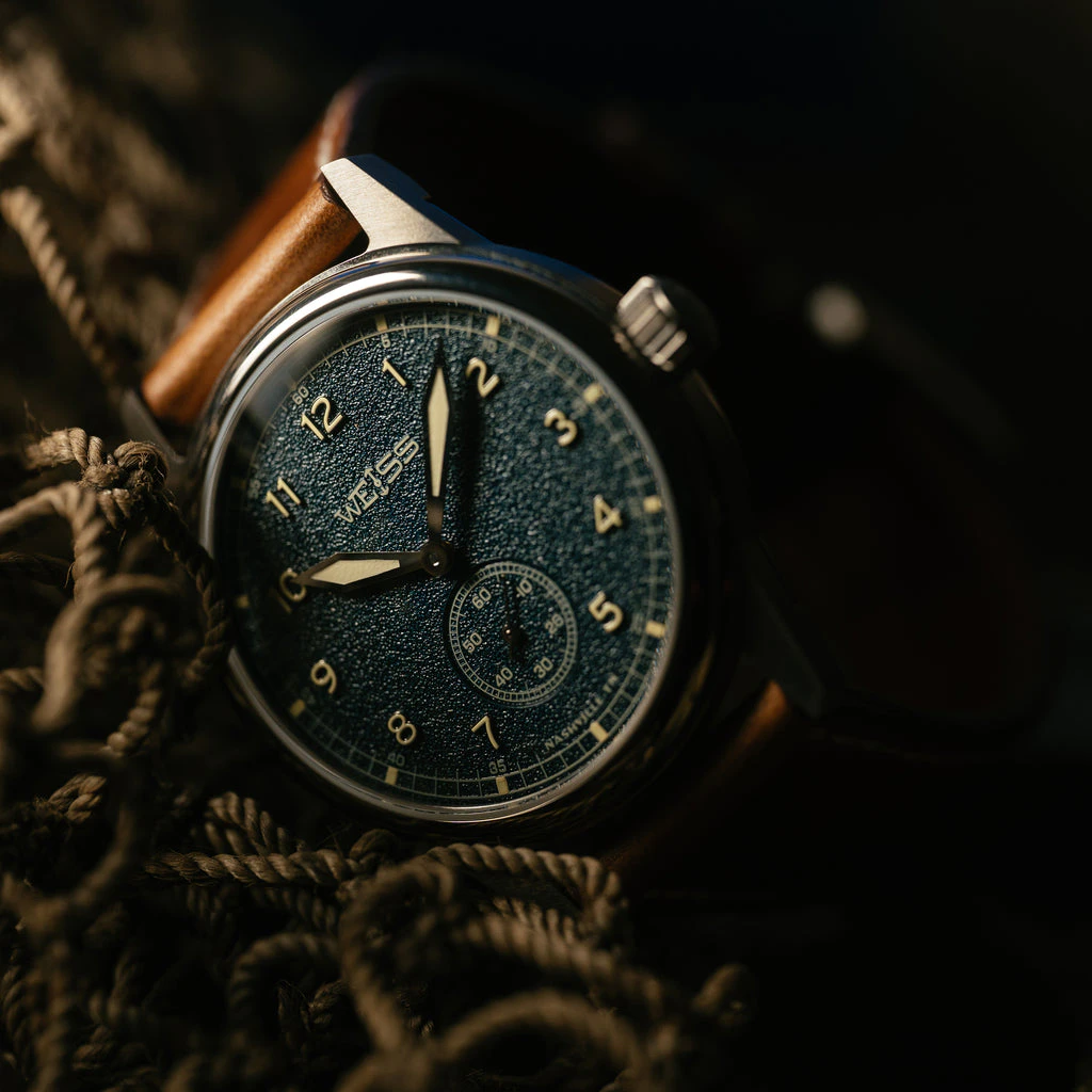 Weiss Watch Company Titanium 38mm Standard Issue Field Watch: Pacific Bl